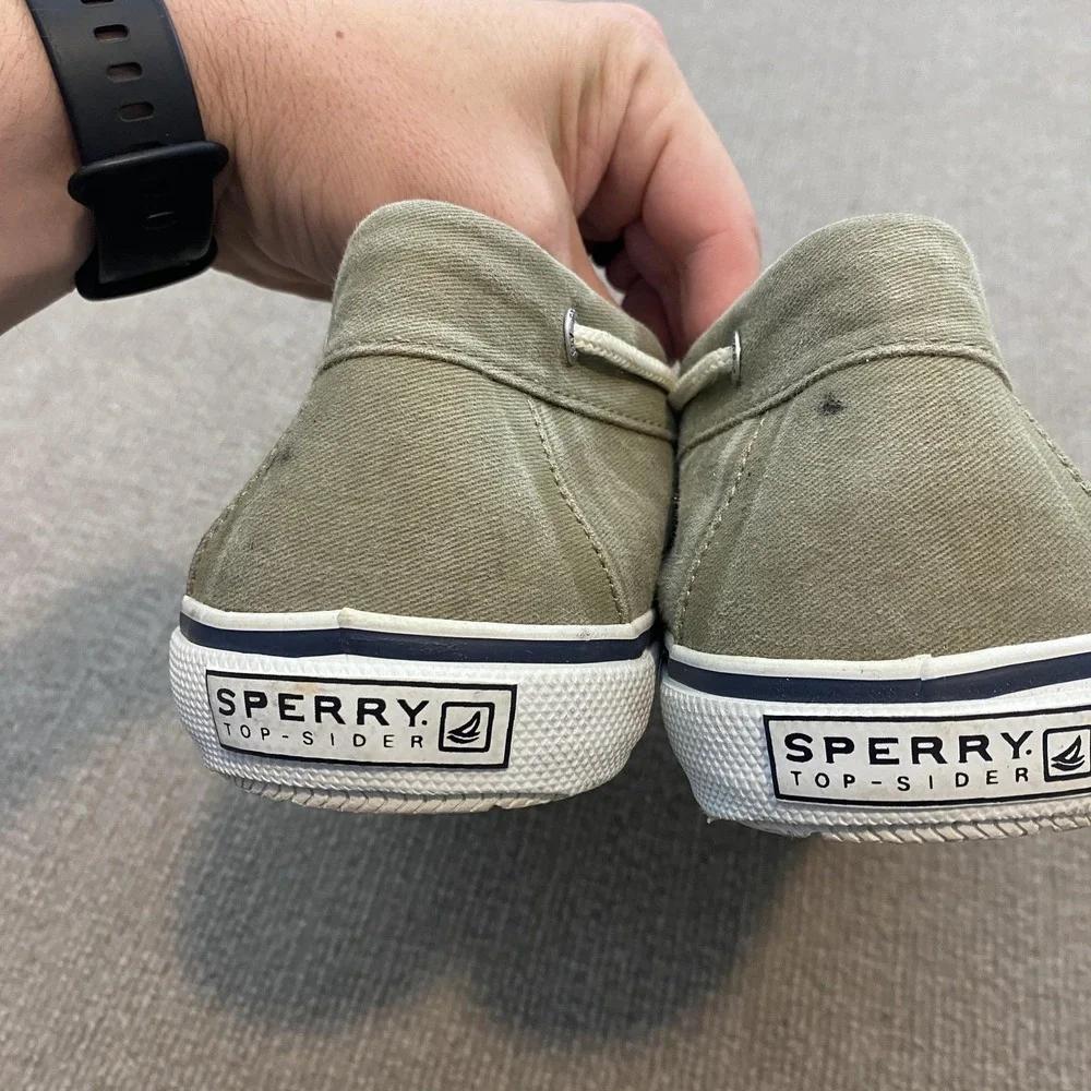 Sperry Top-Sider Boat Shoes Mens Size 13 Green Canvas Casual Deck Non-Slip